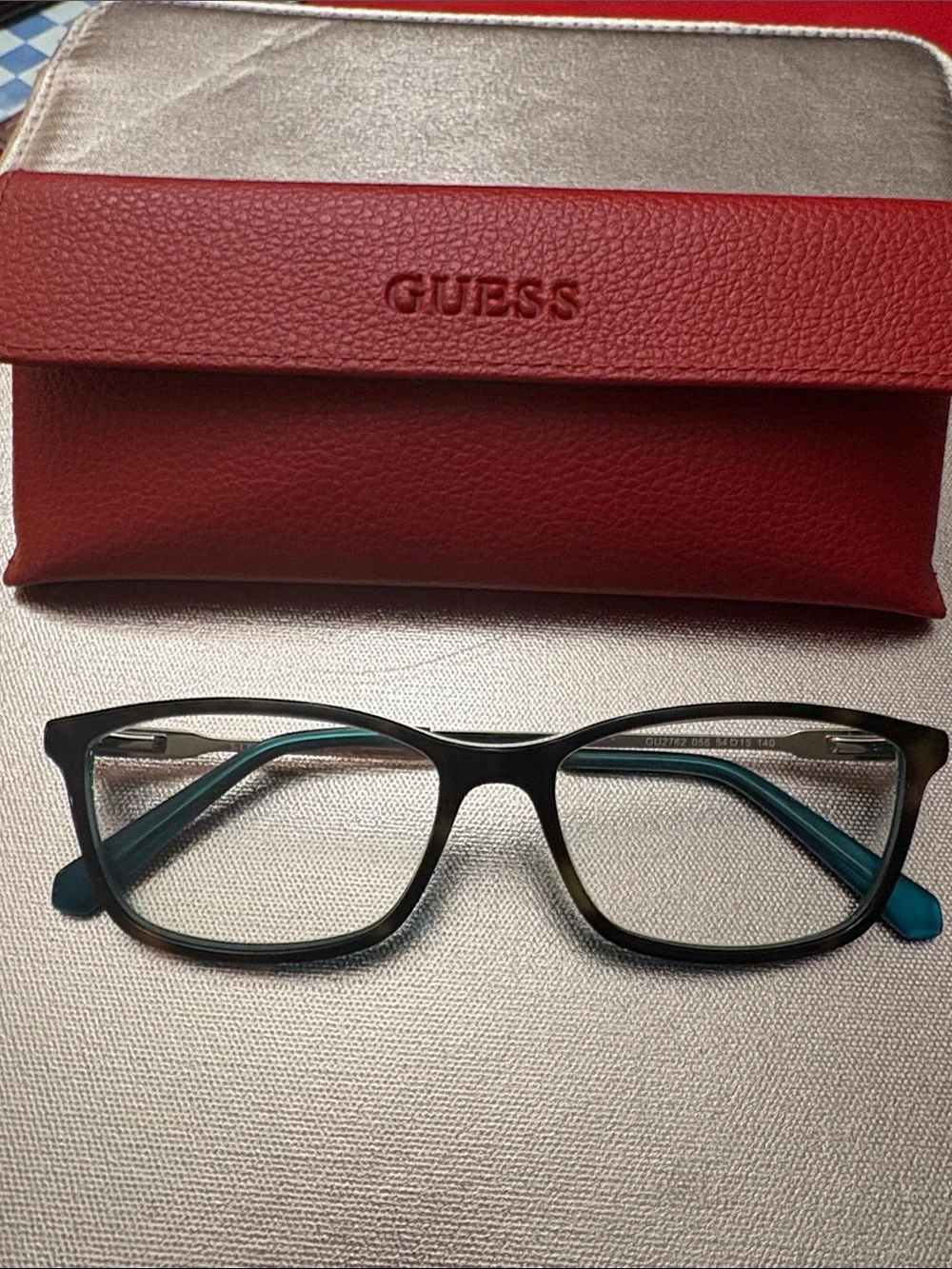 GUESS Black Frames with Teal Temple Accents Women’s Glasses